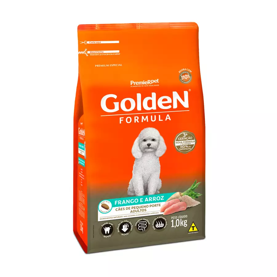 Ração Golden Fórmula Mini Bits para Cães Adultos de Pequeno Porte Sabor Frango e Arroz