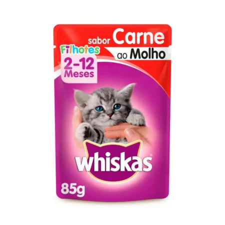 Ração Úmida Whiskas Sachê para Gatos Filhotes Sabor Carne ao Molho - 85g Código: 20003300000010Marca: Whiskas