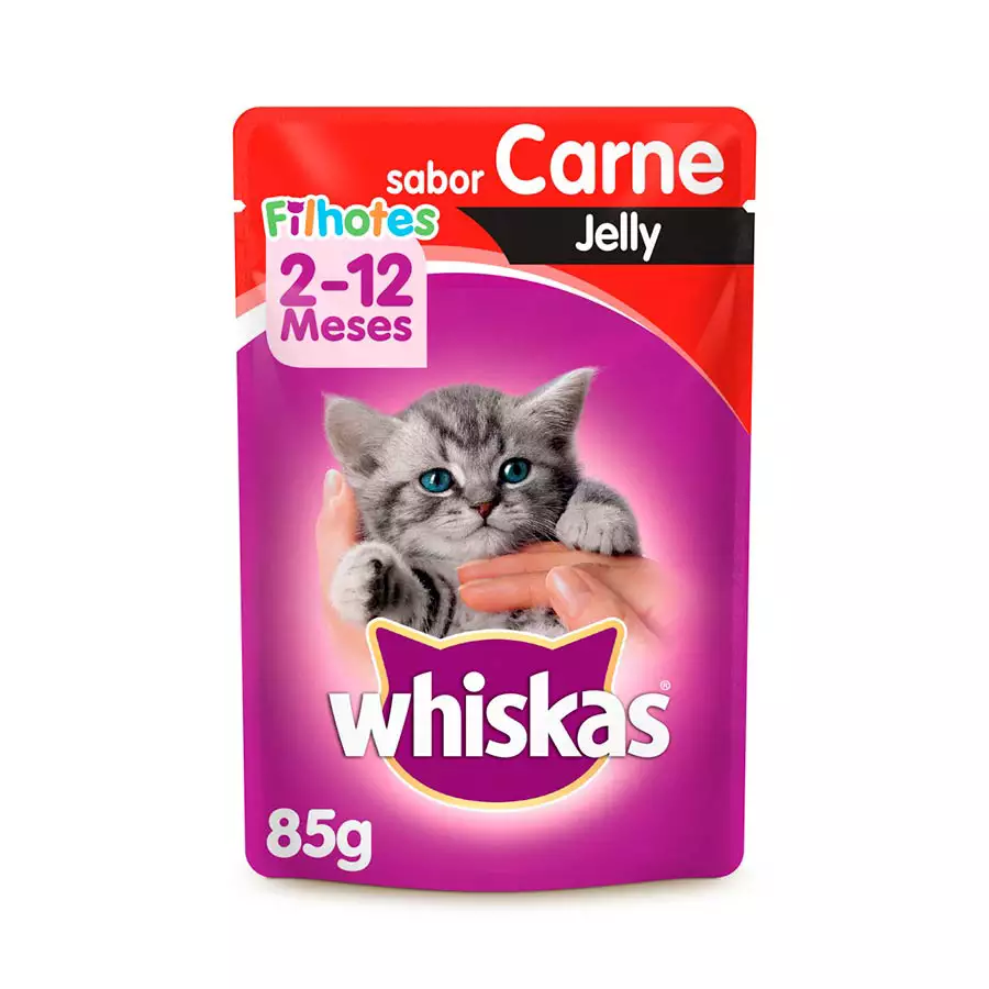 Ração Úmida Whiskas Sachê Jelly para Gatos Filhotes Sabor Carne - 85g