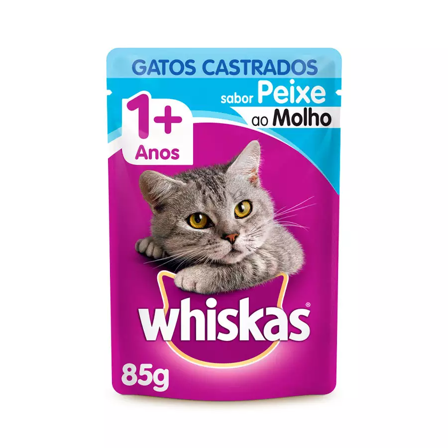 Ração Úmida Whiskas Para Gatos Castrados Sachê Sabor Peixe - 85g