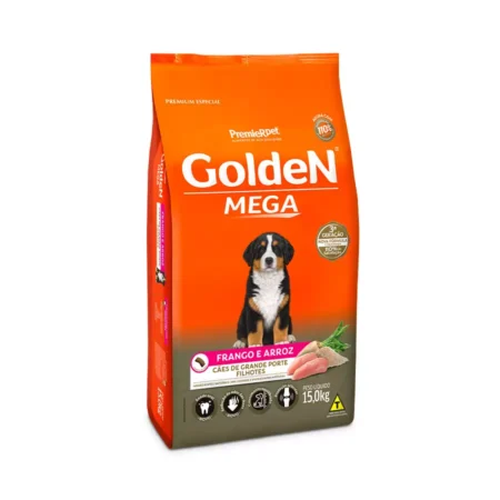 Ração Golden Cães Filhotes Raças Grandes Sabor Frango e Arroz - 15kg