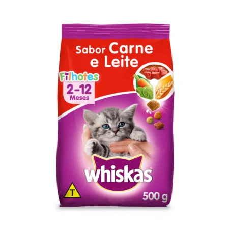 Ração Whiskas para Gatos Filhotes Sabor Carne e Leite