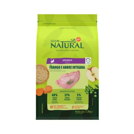 Ração Guabi Natural para Gatos Adultos Sabor Frango e Arroz Integral