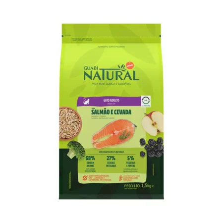 Ração Guabi Natural para Gatos Adultos Sabor Salmão e Cevada