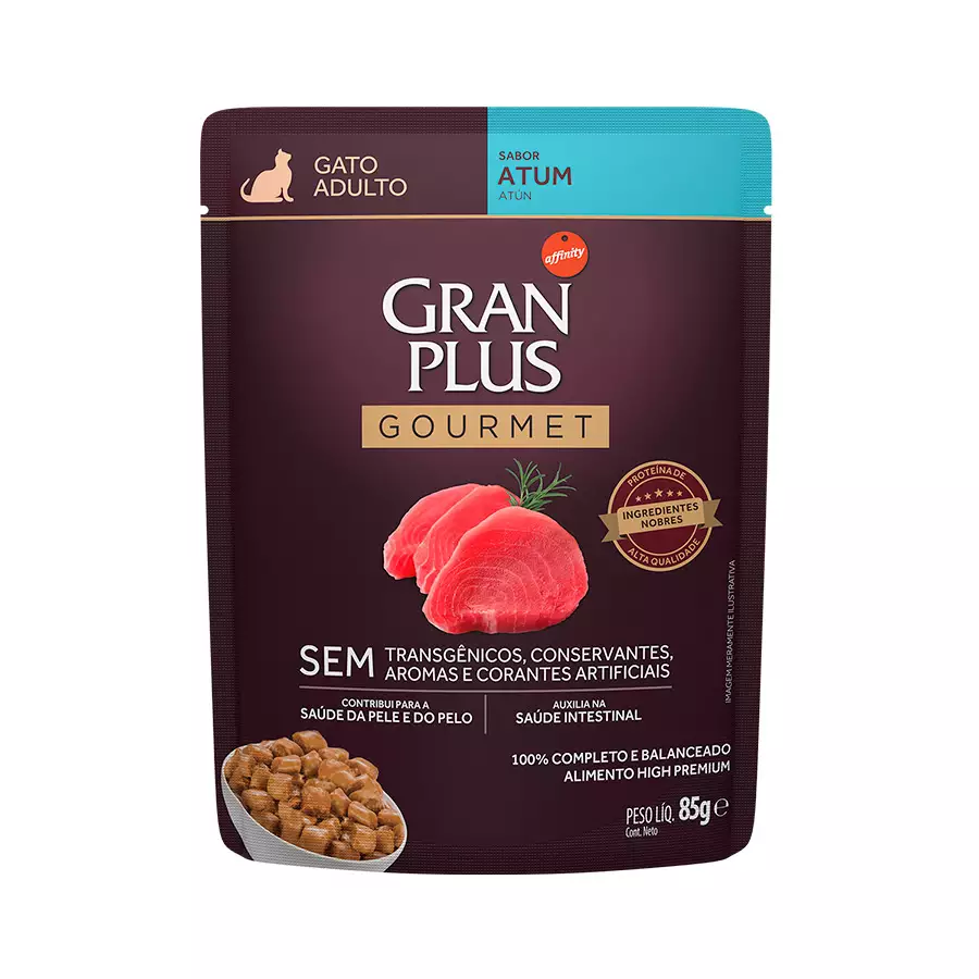 Ração Úmida GranPlus Gourmet Sachê para Gatos Adultos Sabor Salmão - 85g