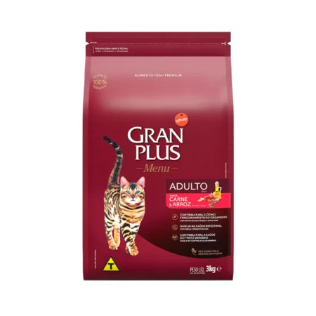 Ração GranPlus para Gatos Adultos sabor Carne e Arroz