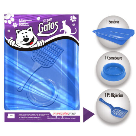 Kit Higiene para Gatos Joy Furacão Pet Azul