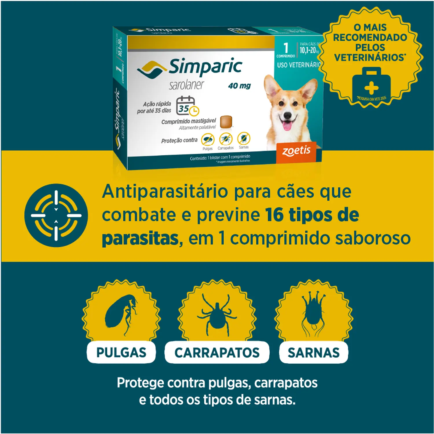 Antipulgas Simparic 10mg para Cães 2,6 a 5kg - Imagem 5