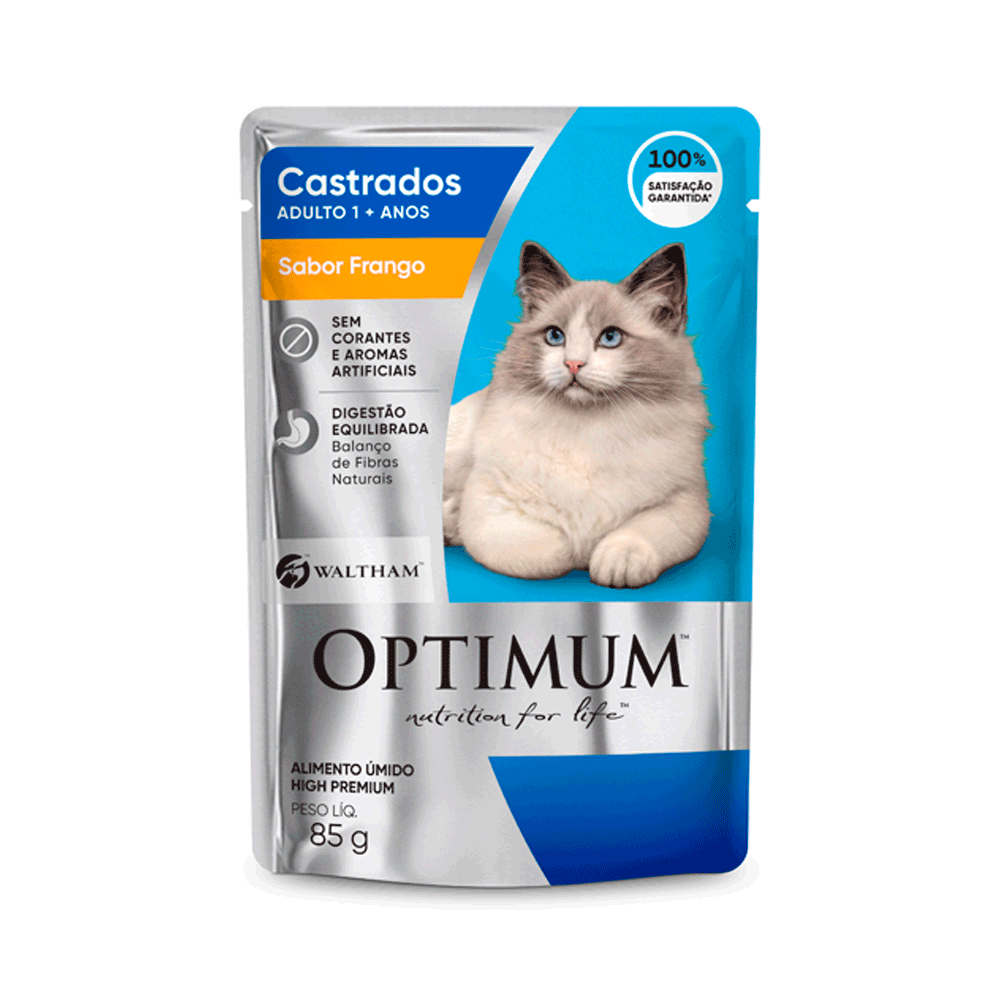 Ração Úmida Optimum Sachê Gatos Adultos Castrados Frango - Imagem 2
