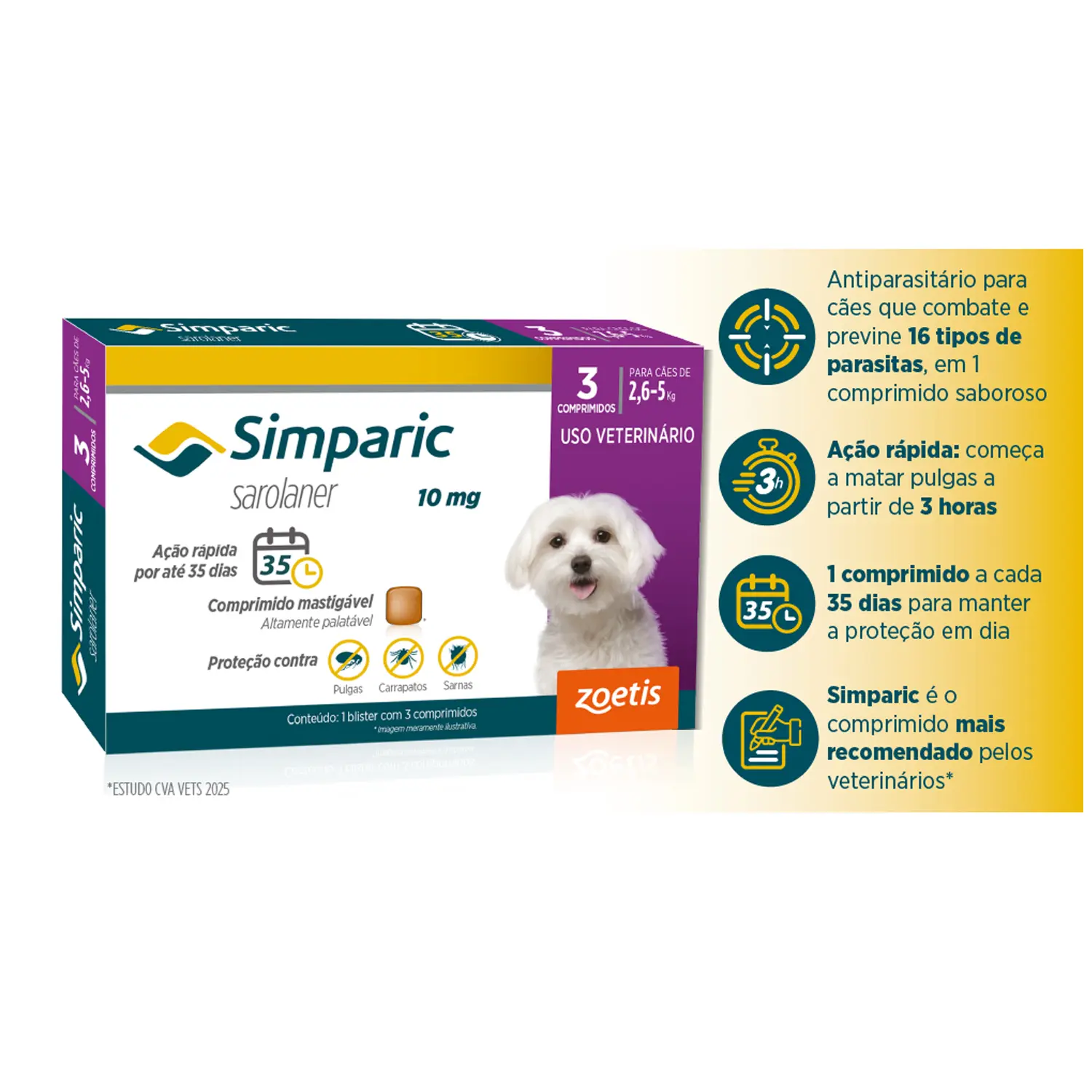 Antipulgas Simparic 10mg para Cães 2,6 a 5kg - Imagem 8