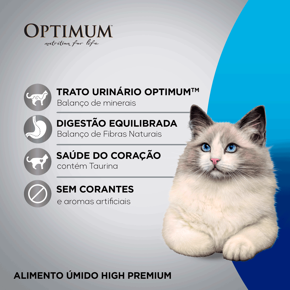 Ração Úmida Optimum Sachê Gatos Adultos Castrados Frango - Imagem 3