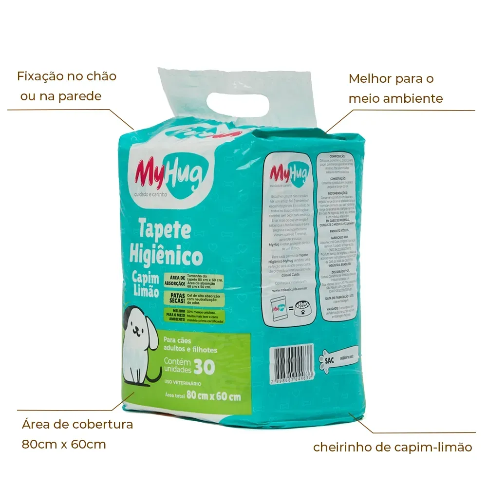 Tapete Higiênico MyHug Capim Limão 80x60cm - Imagem 2