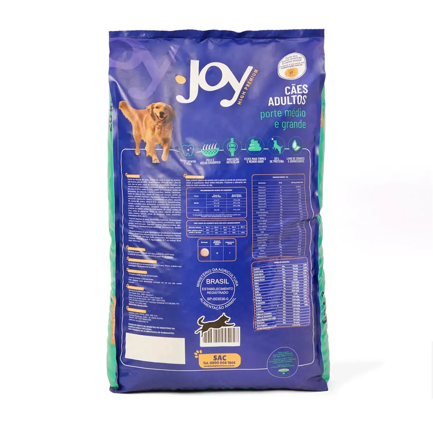 Ração Joy High Premium Cães Adultos Raças Médias e Grandes Frango e Carne - Imagem 18