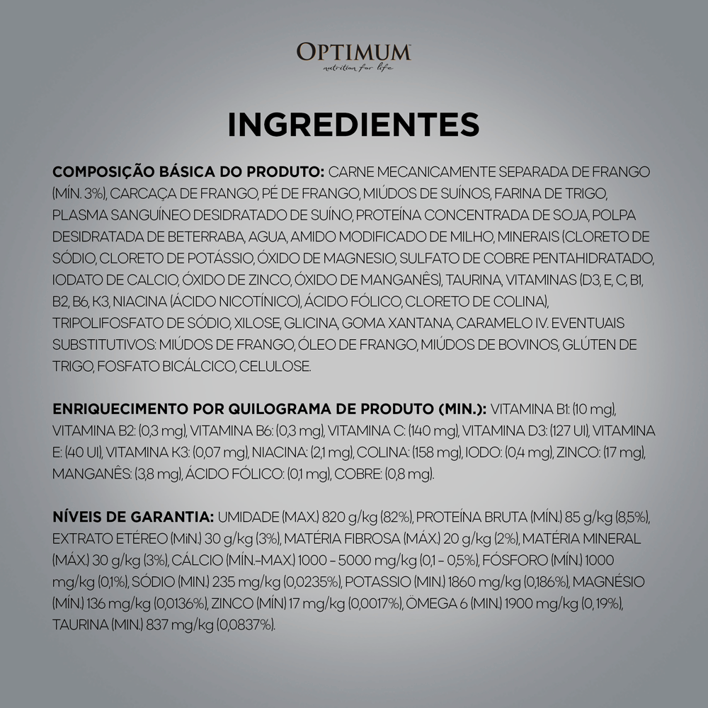 Ração Úmida Optimum Sachê Gatos Adultos Castrados Frango - Imagem 7