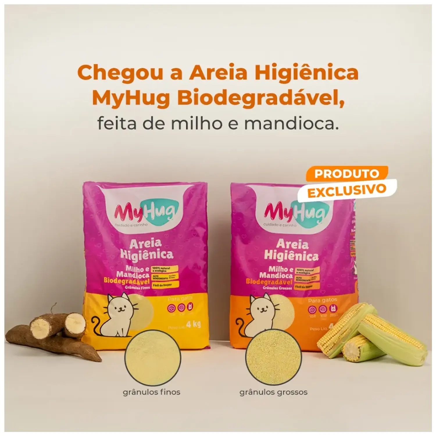 Areia Higiênica MyHug Biodegradável Milho e Mandioca Grânulos Finos - Imagem 18