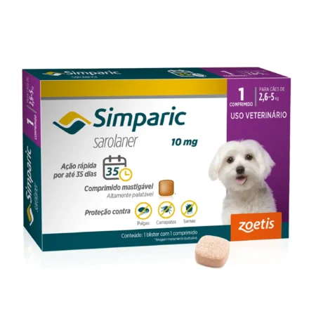 Antipulgas Simparic 10mg para Cães 2,6 a 5kg