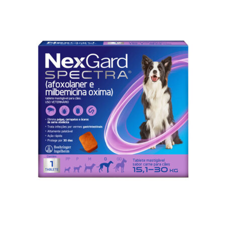 NexGard Spectra 15,1 a 30kg: Antipulgas, Carrapatos e Vermífugo