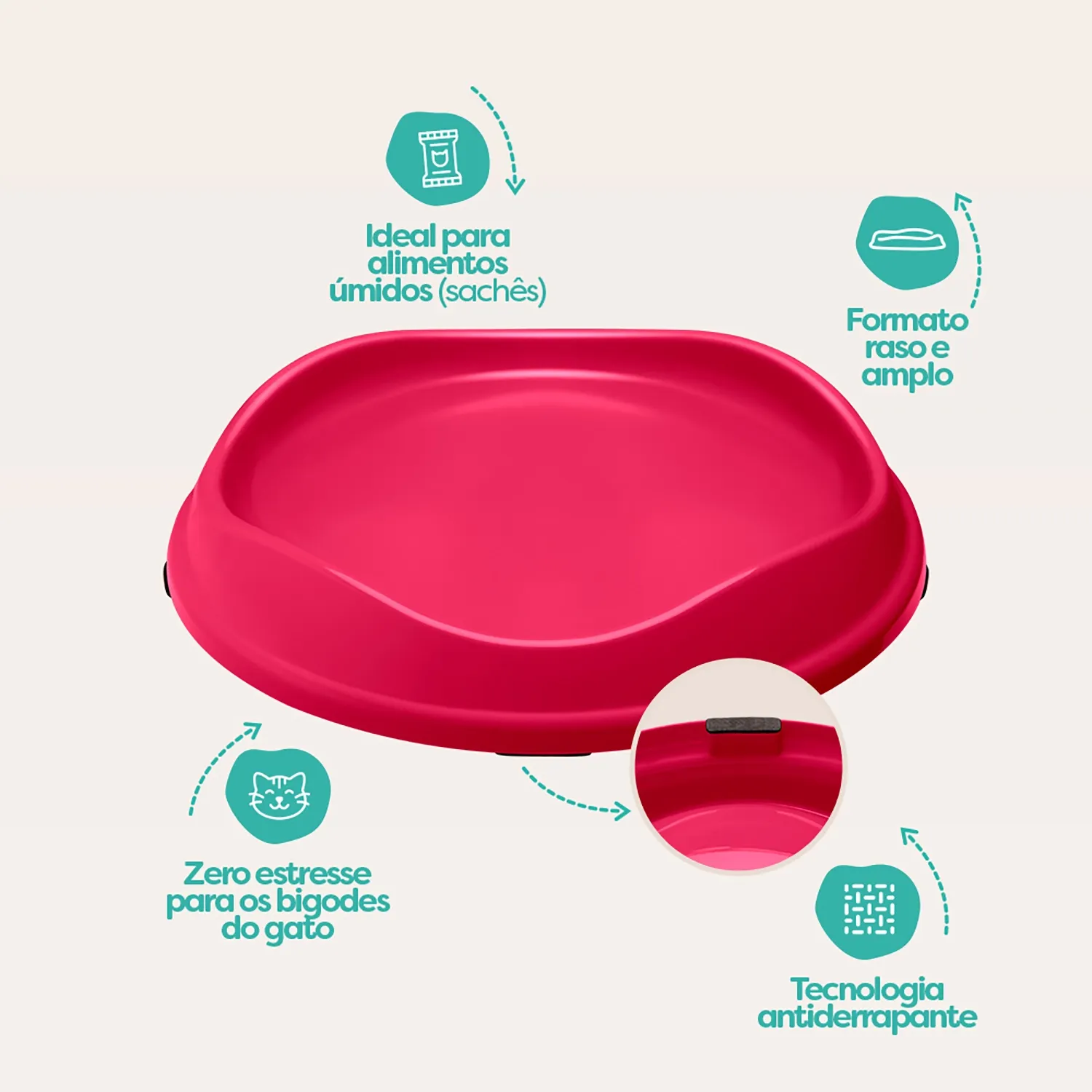 Comedouro Raso para Gatos Stark Pet Magenta - Imagem 4