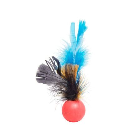 Bolinha com Penas Cat Toy LCM Vermelha