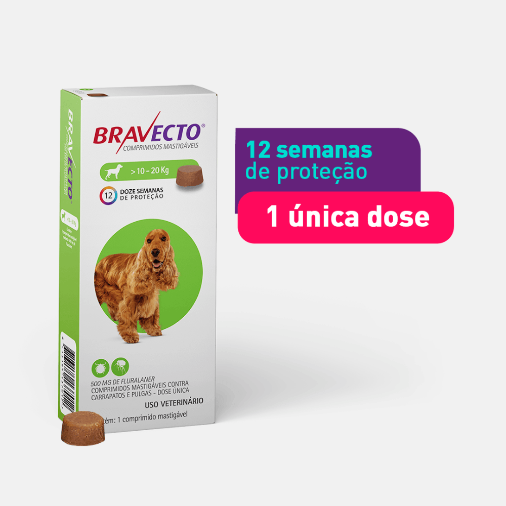 Antipulgas e Carrapatos Bravecto 10 kg a 20 kg Cães 500mg - Imagem 2
