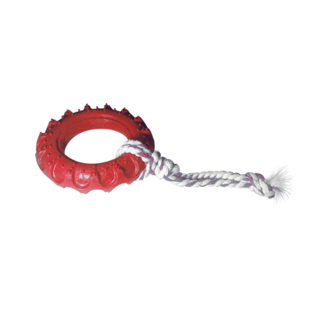 Brinquedo Pneu de Borracha Off Road Dog com Corda Furacão Pet Vermelho