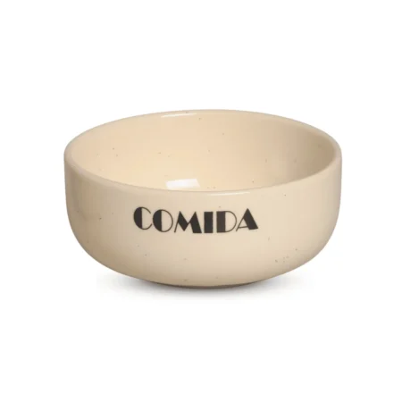 Comedouro Porcelana Marmorado Médio Bege