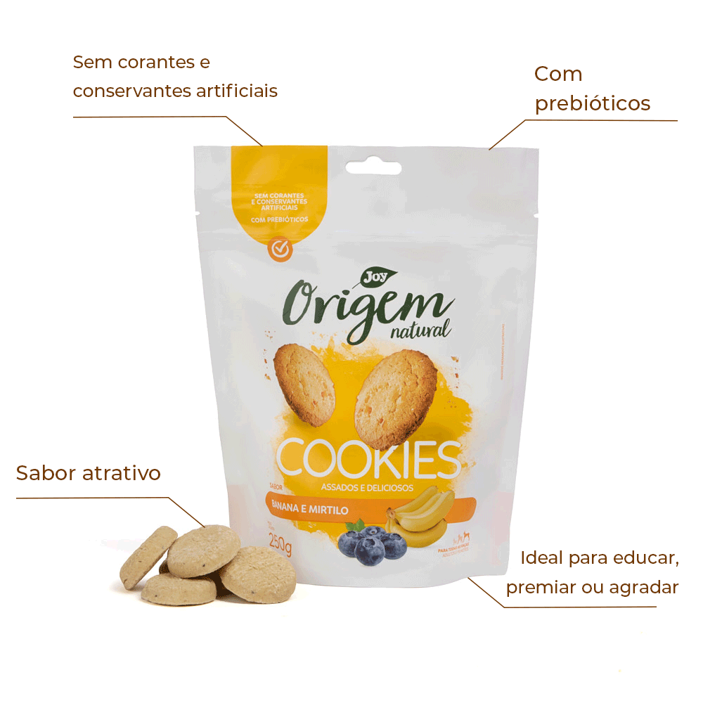 Petisco Cookies Origem Natural Cães Banana com Mirtilo - Imagem 2