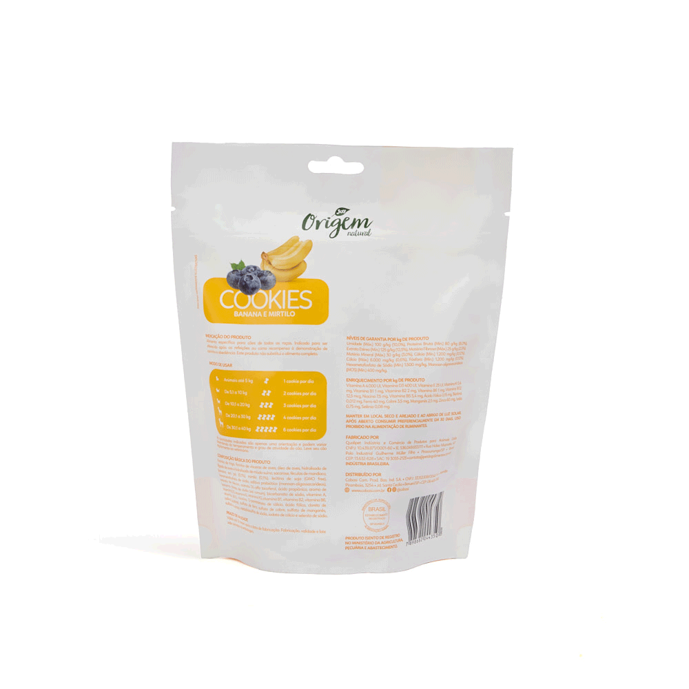 Petisco Cookies Origem Natural Cães Banana com Mirtilo - Imagem 3
