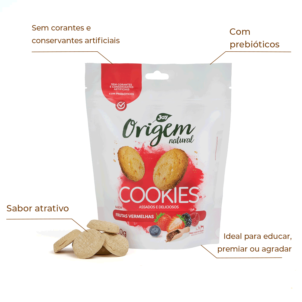 Petisco Cookies Origem Natural Cães Frutas Vermelhas - Imagem 2