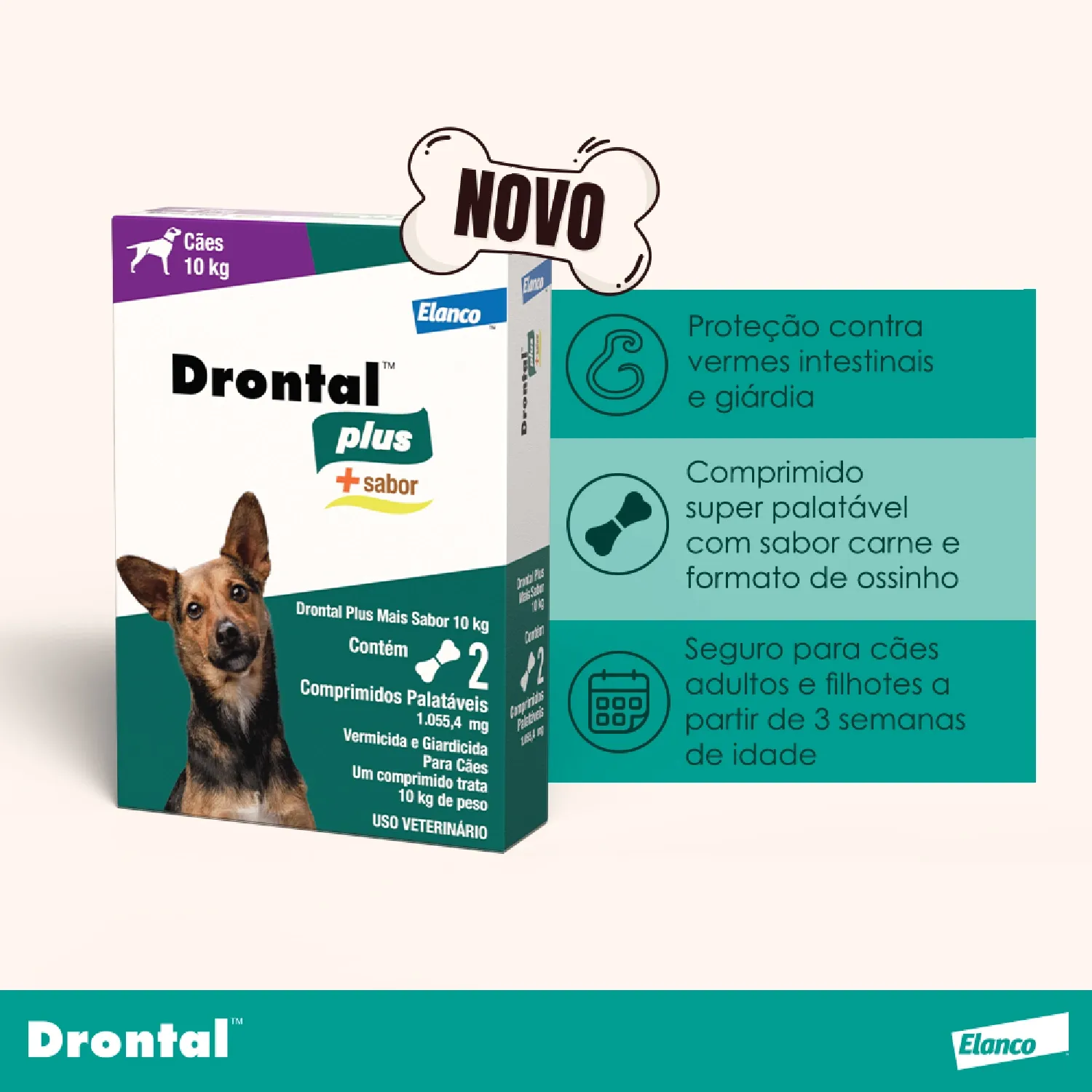 Vermífugo Drontal Plus + Sabor para Cães 10kg - Imagem 3