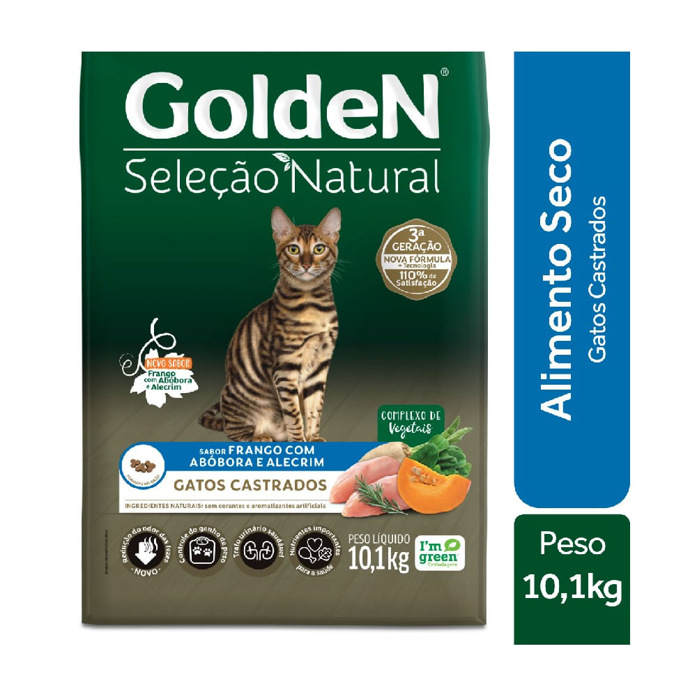 Ração Golden Seleção Natural Gatos Castrados Frango com Abóbora e Alecrim - Imagem 7