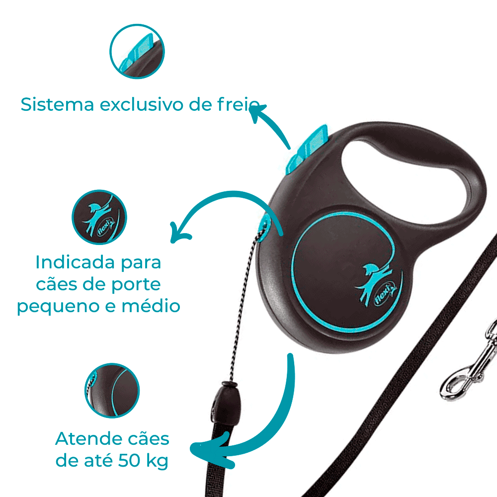 Guia Retrátil Black Design Flexi Azul - Imagem 2