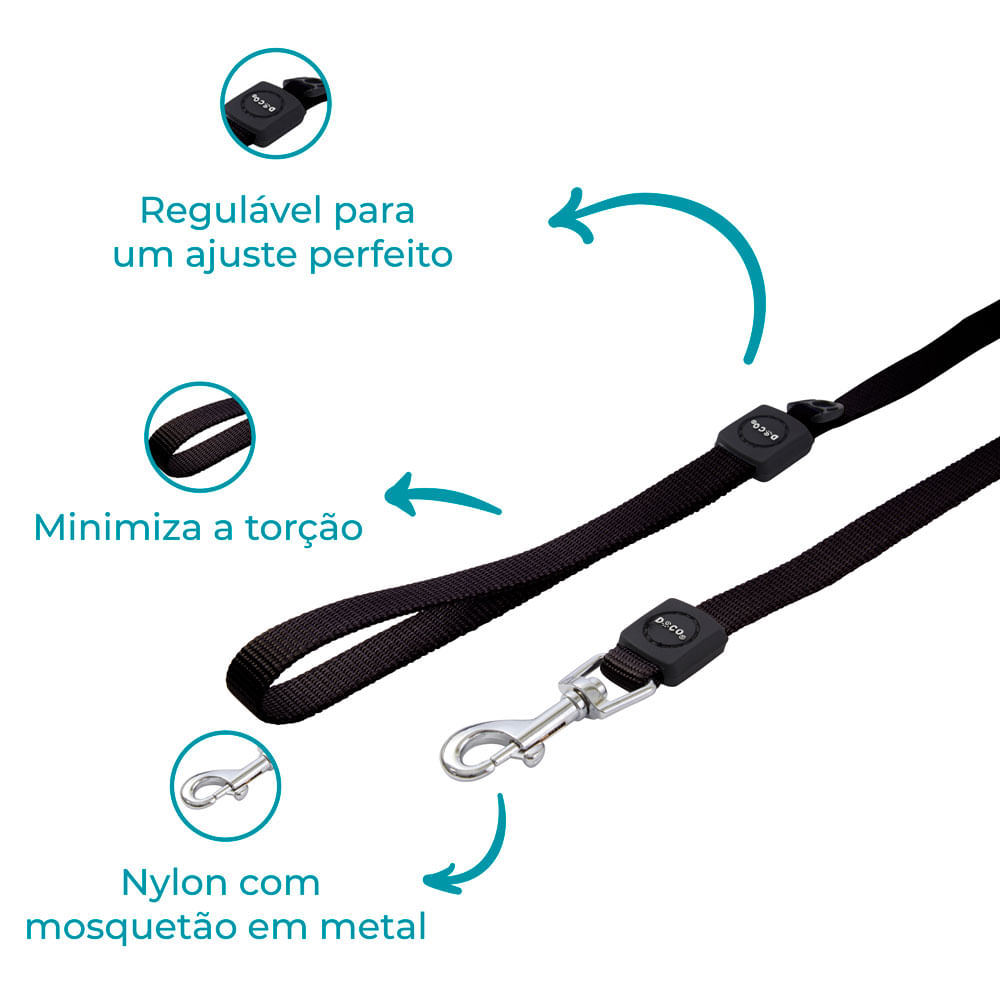 Guia para Cães Nylon Doco Preta - Imagem 3