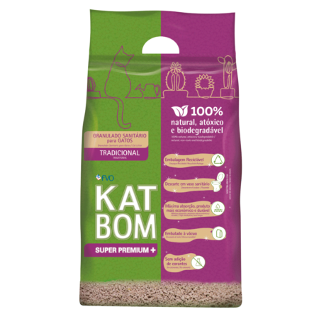 Areia para Gato Katbom Natural Granulado Higiênico Biodegradável