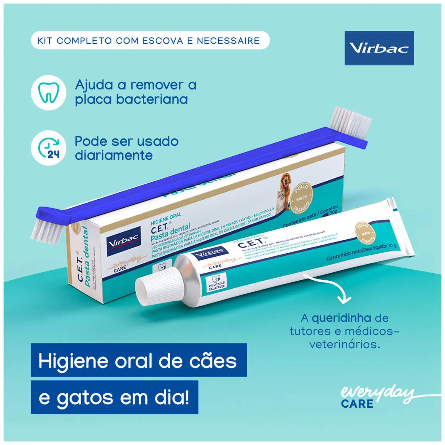 Kit C.E.T. Higiene Oral Pasta Escova + Necessaire Virbac - Imagem 2