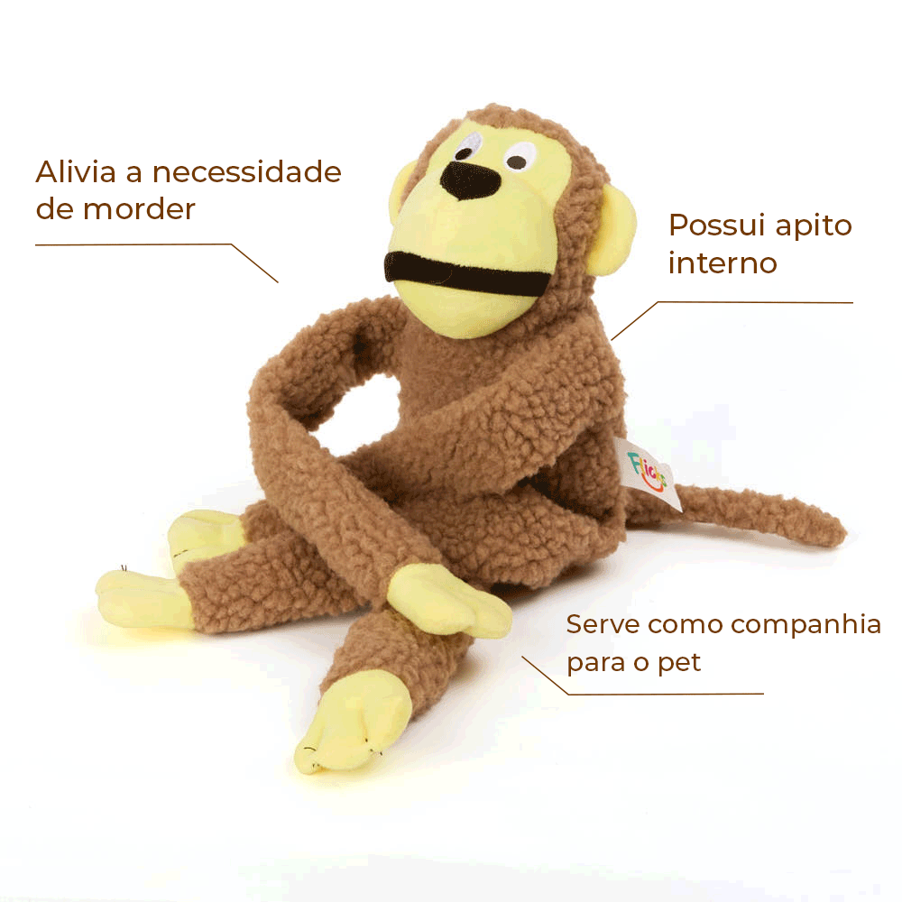 Brinquedo Macaco de Pelúcia Buddy Flicks para Cães - Imagem 2