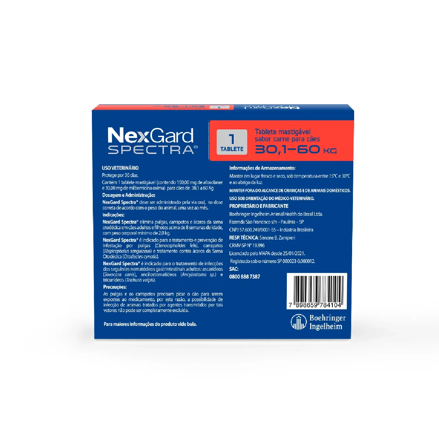 NexGard Spectra Antipulgas e Vermífugo Cães 30,1kg a 60kg - Imagem 9