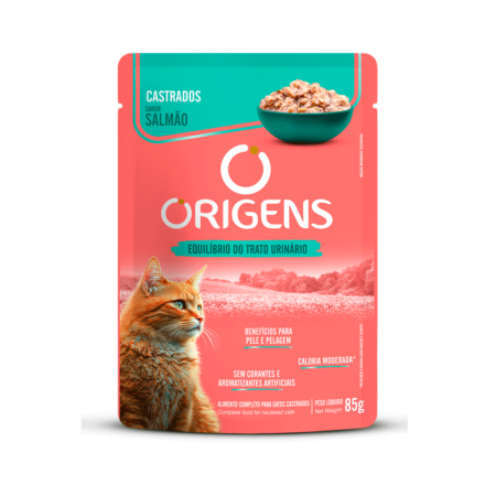 Ração Úmida Origens Gatos Castrados Salmão
