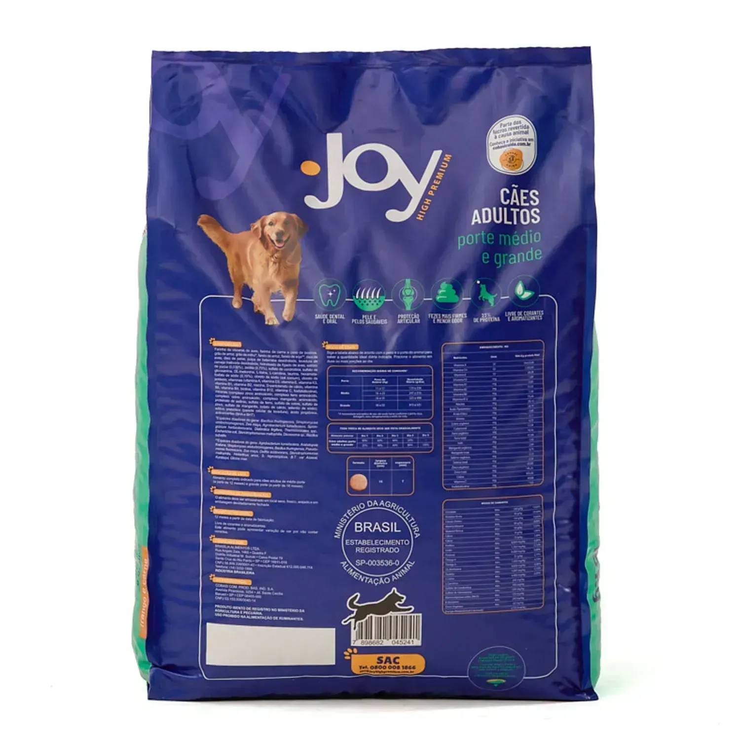 Ração Joy High Premium Cães Adultos Raças Médias e Grandes Frango e Carne - Imagem 7