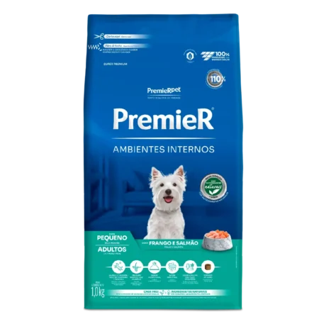 Ração Premier Ambientes Internos Cães Adultos Raças Pequenas Frango e Salmão