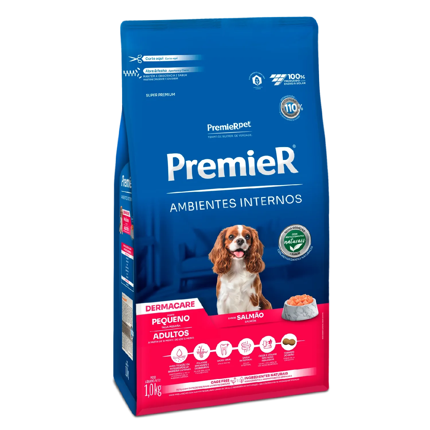 Ração Premier Ambientes Internos Dermacare Cães Adultos Raças Pequenas Salmão - Imagem 2