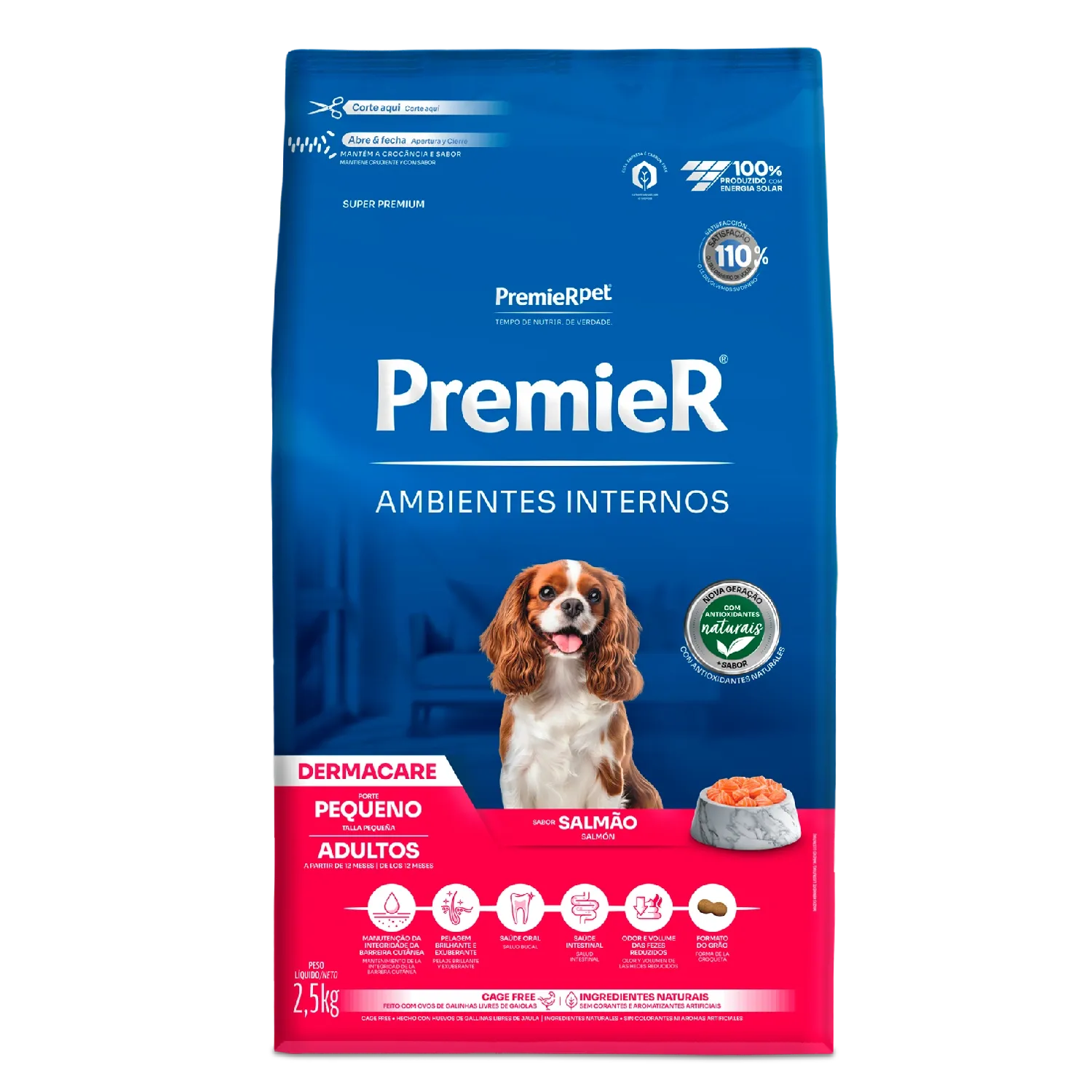 Ração Premier Ambientes Internos Dermacare Cães Adultos Raças Pequenas Salmão - Imagem 4