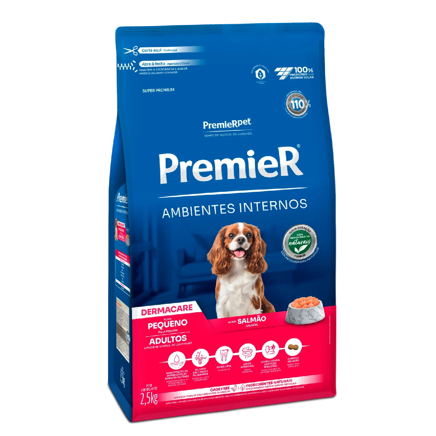 Ração Premier Ambientes Internos Dermacare Cães Adultos Raças Pequenas Salmão - Imagem 5