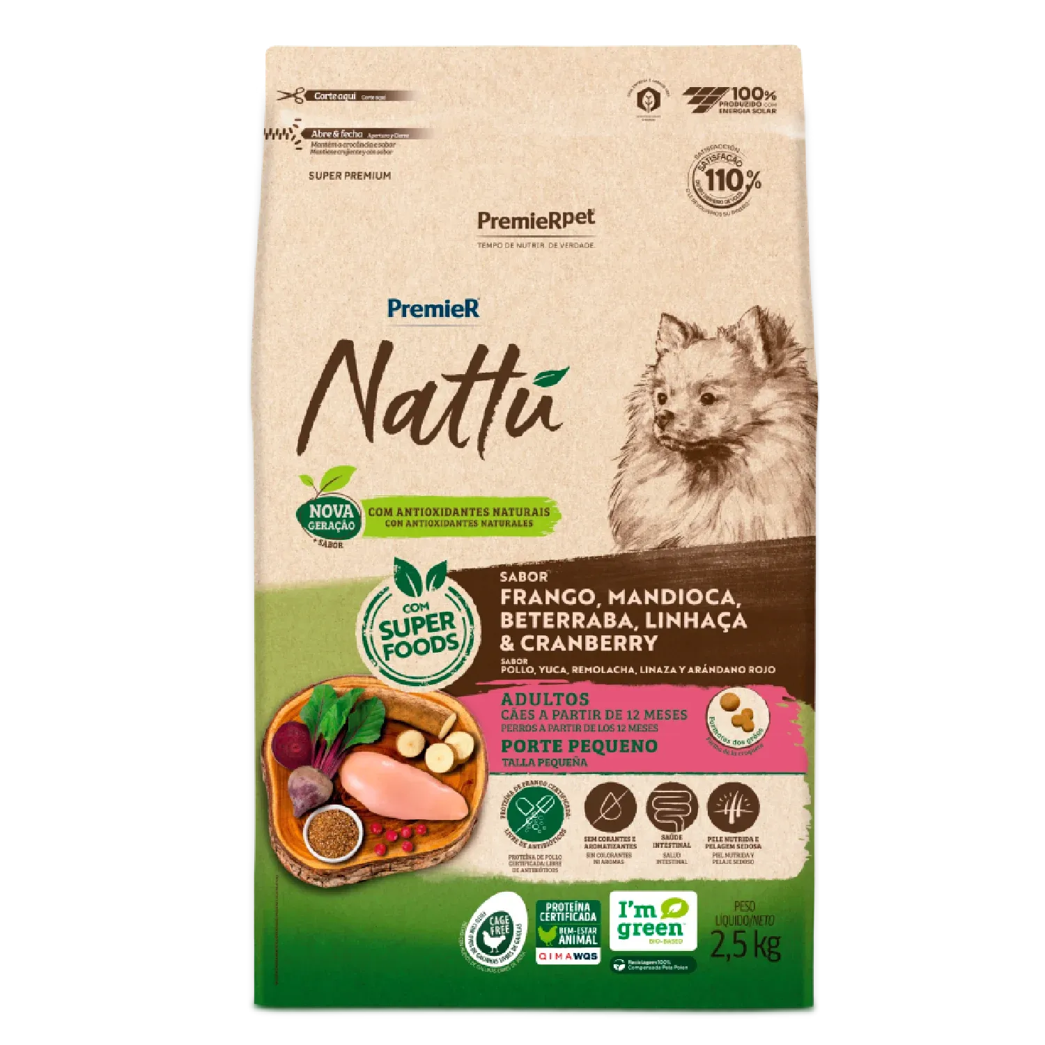 Ração Premier Nattu Cães Adultos Pequeno Porte Mandioca - Imagem 3
