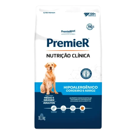 Ração Premier Nutrição Clínica Hipoalergênico Cães Médio e Grande Porte Cordeiro e Arroz