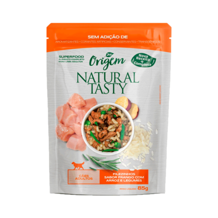 Ração Úmida Origem Natural Tasty Cães Adultos Frango, Arroz e Legumes
