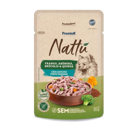 Ração Úmida Premier Nattu Cães Adultos Porte Pequeno Frango e Abóbora