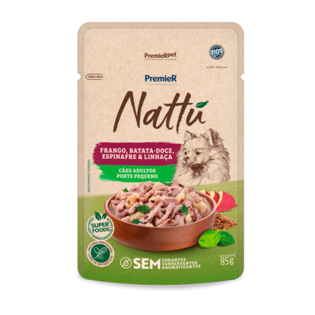 Ração Úmida Premier Nattu Cães Adultos Porte Pequeno Frango e Batata-Doce