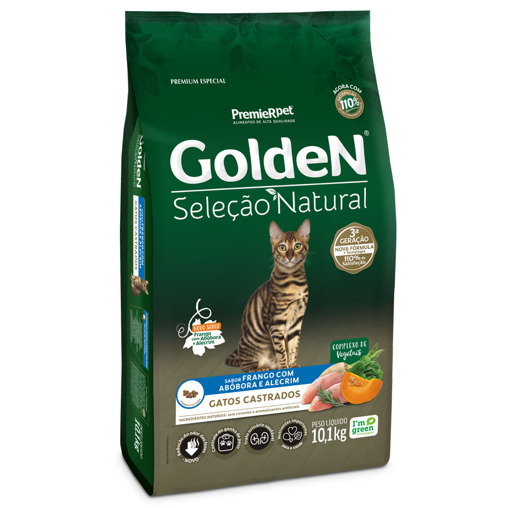 Ração Golden Seleção Natural Gatos Castrados Frango com Abóbora e Alecrim - Imagem 5