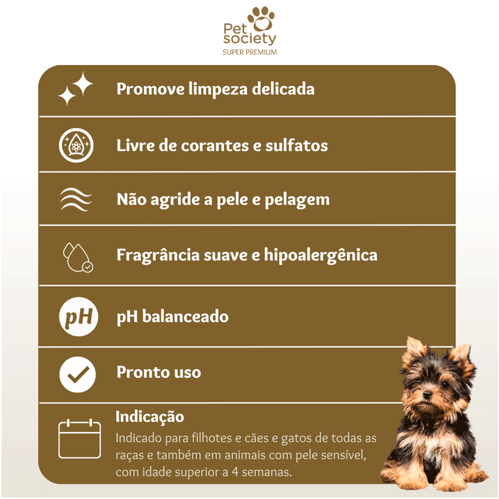 Shampoo Filhotes e Pele Sensível Pet Society - Imagem 3